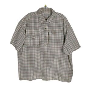 Natural Gear Fishing Shirt Brown Plaid XL button up Vented